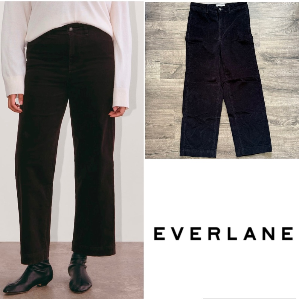 Everlane Black Corduroy Baby Cord Relaxed Straight Wide Leg Pants size 6 Women